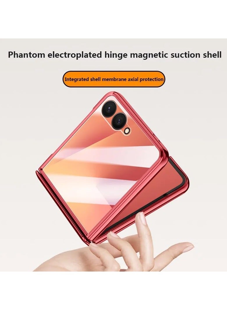 Magnetic Case for Samsung Galaxy Z Flip 7 Clear Case 【Support Wireless Charging】 Electroplated Transparent Hinge Protection Shockproof Cover - Image 2